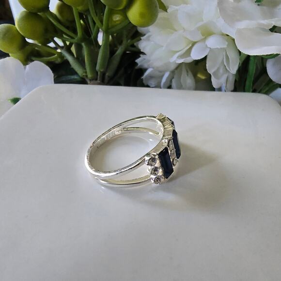 Sterling Silver Plated Blue CZ Ring Size 9 New - Picture 3 of 5